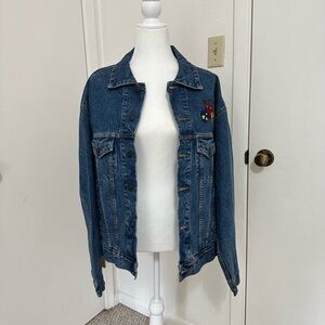 Brighton Embroidered Heart Patch Denim Jacket Sz M Oversized
